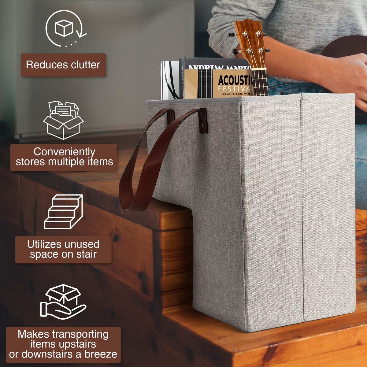 SAM AND MABEL linen-styled basket offers soft yet durable storage.