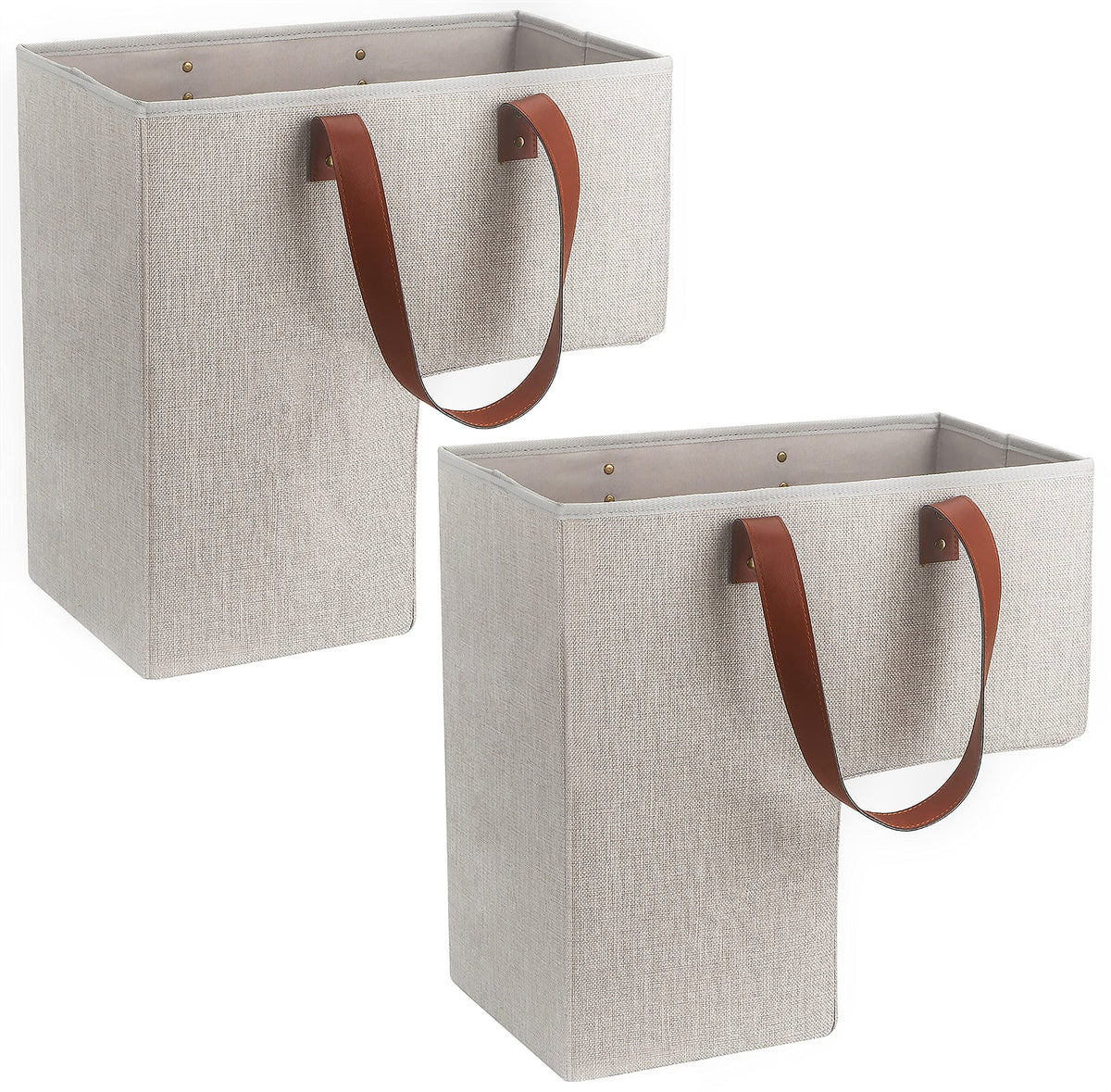 SAM AND MABEL stair basket on stairs reduces clutter and saves space.