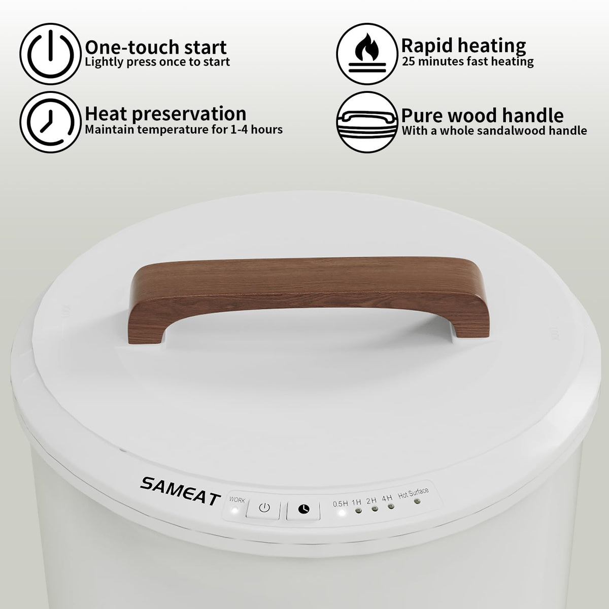 SAMEAT towel warmer bucket wood handle detail for portability