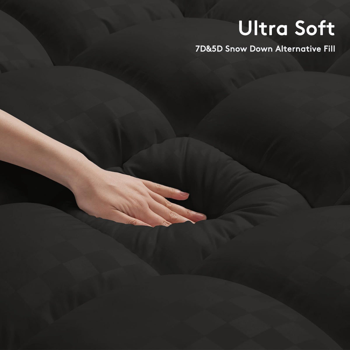 SameBed box-quilted filling with 5D and 7D snow down alternative for lasting warmth.