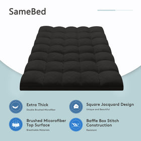 SameBed King Mattress Topper box-quilted padding keeps fill evenly distributed.