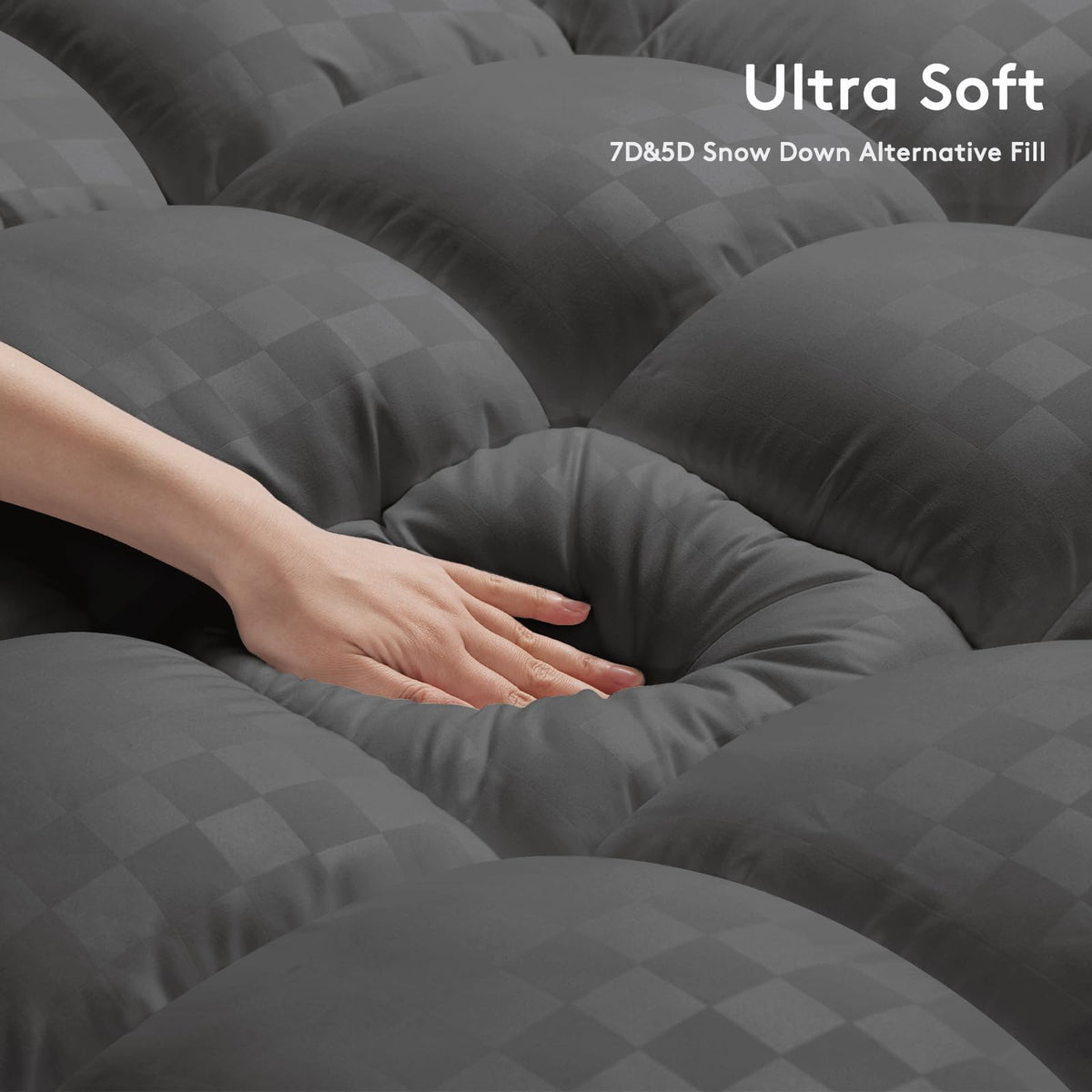 SameBed mattress topper deep-pocket demonstrates 360° fit for 8-21 inch mattresses