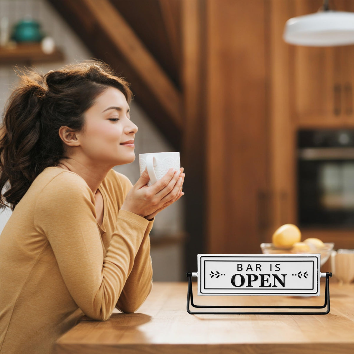 SamiteLeaf Swivel Bar Open Sign on countertops for quick open/closed cues