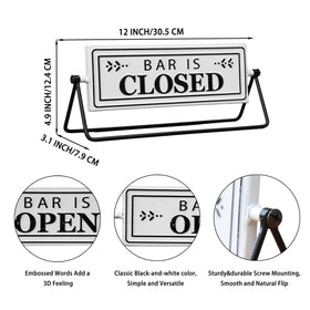SamiteLeaf Swivel Bar Open Sign embossed letters provide premium detail