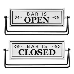 SamiteLeaf Swivel Bar Open Sign front view for clear open/closed signaling
