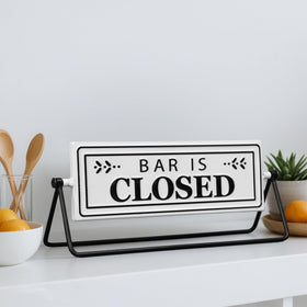 SamiteLeaf Swivel Bar Open Sign enhances kitchen islands and home bars