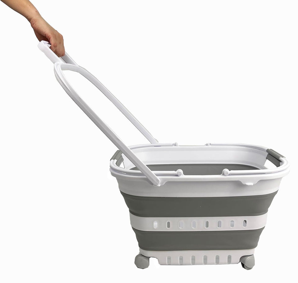 SAMMART 35L collapsible laundry basket open, easy loading for laundry day.