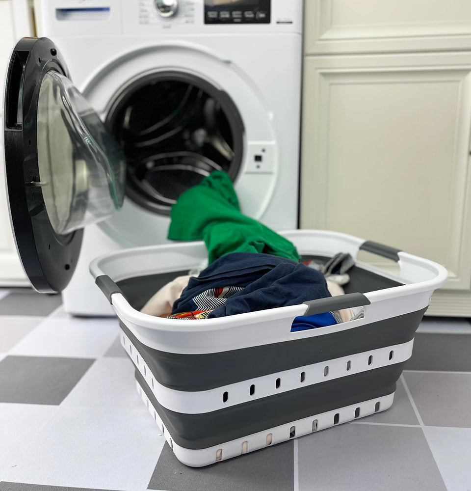 SAMMART 42L collapsible laundry basket open for easy sorting