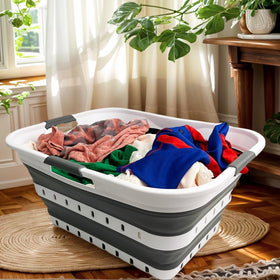 SAMMART 42L folded basket saving space in a closet