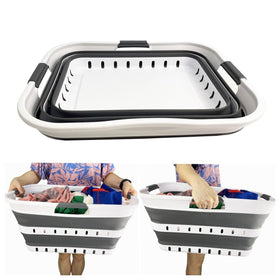 SAMMART 42L white and steel gray basket fits modern homes