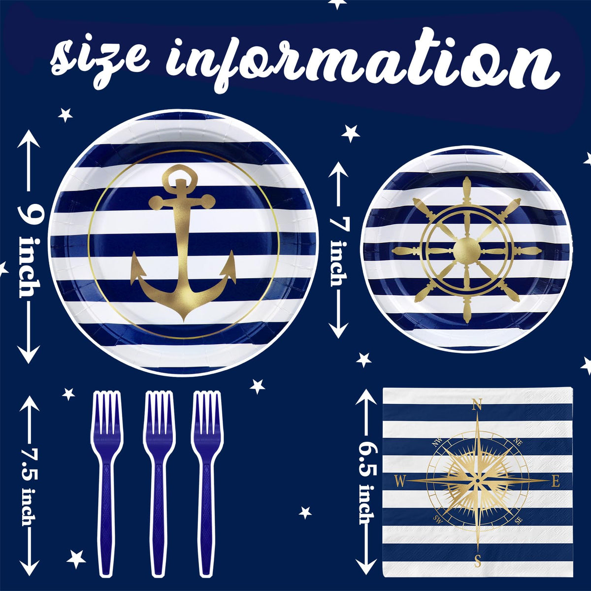 SampartyShop nautical dessert plates 7in add quick snack options and color.