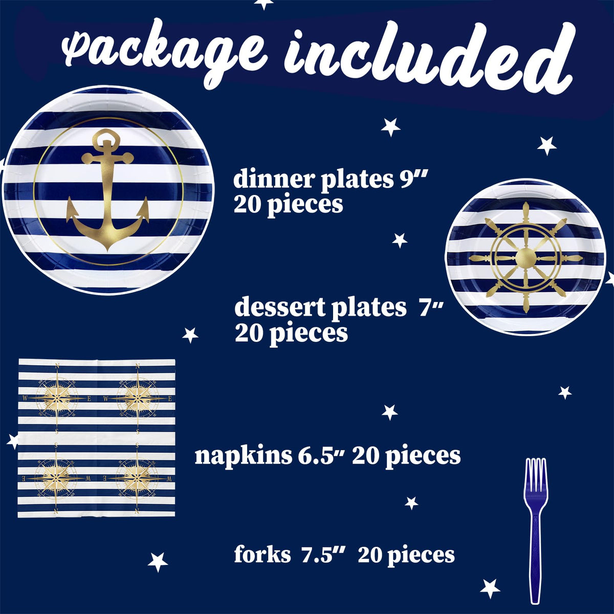 SampartyShop nautical napkins 6.5in complement motifs and tidy hands.