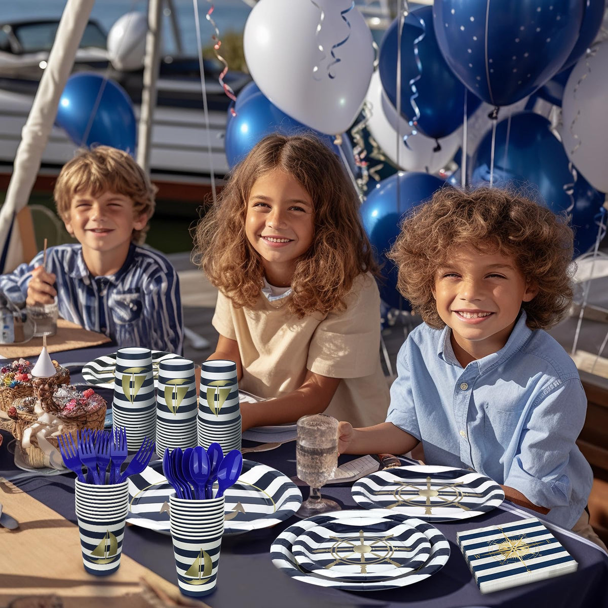SampartyShop nautical pattern prints bring ocean-themed charm to tables.