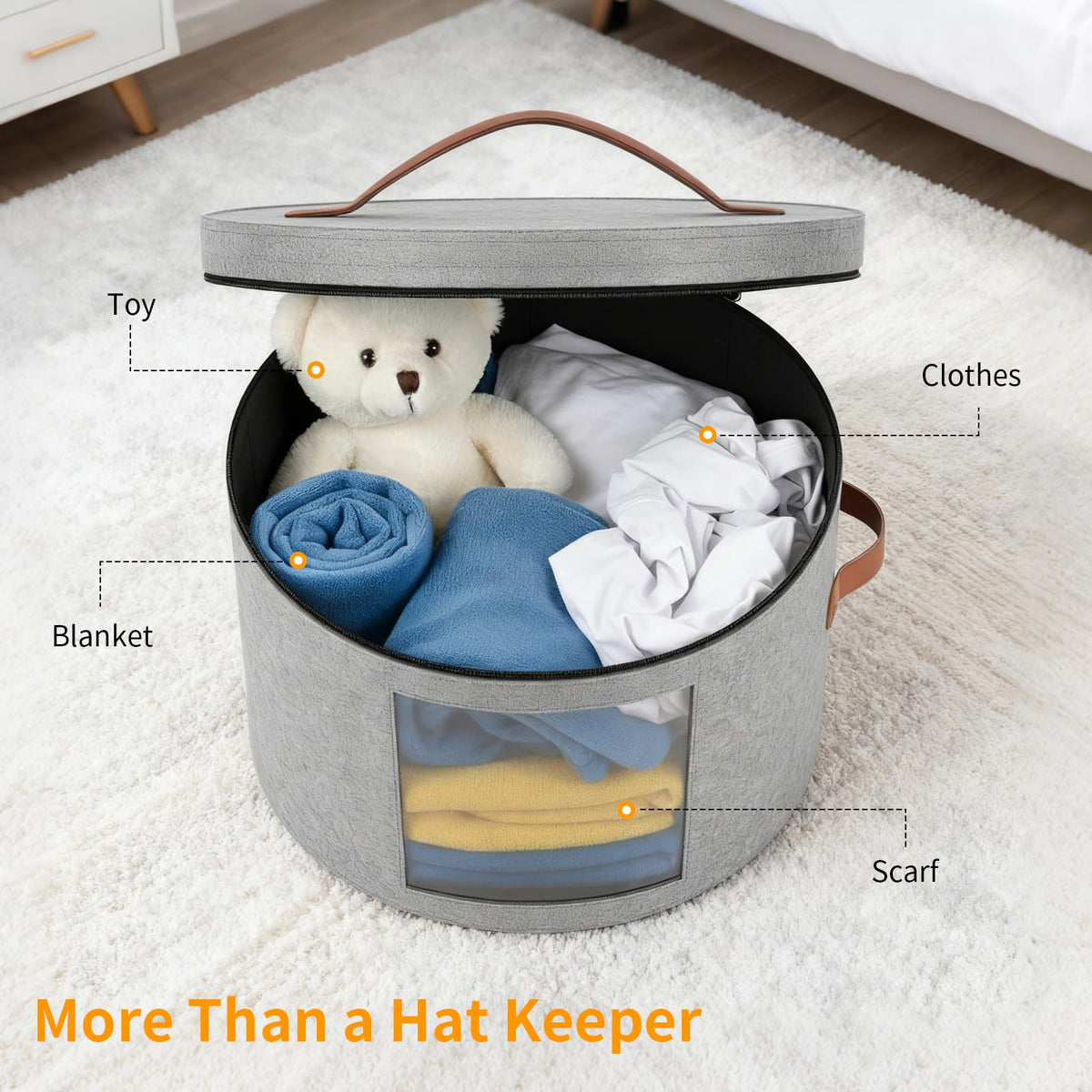 Samplife hat box felt material close-up shows durable lid