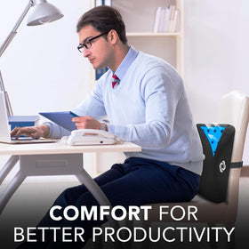 Samsonite lumbar support installed in a car seat for comfort during drives.