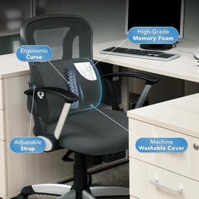 Samsonite lumbar support pillow, removable-cover view, easy cleaning and maintenance.