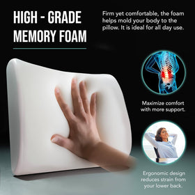 Samsonite memory-foam lumbar pillow adjustable-strap ensures secure, slip-free placement.