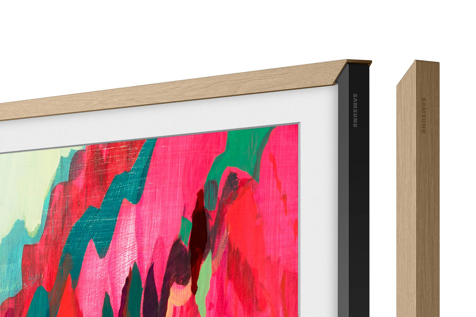 Samsung The Frame 75 teak bezel with magnetic attachment for easy room refresh