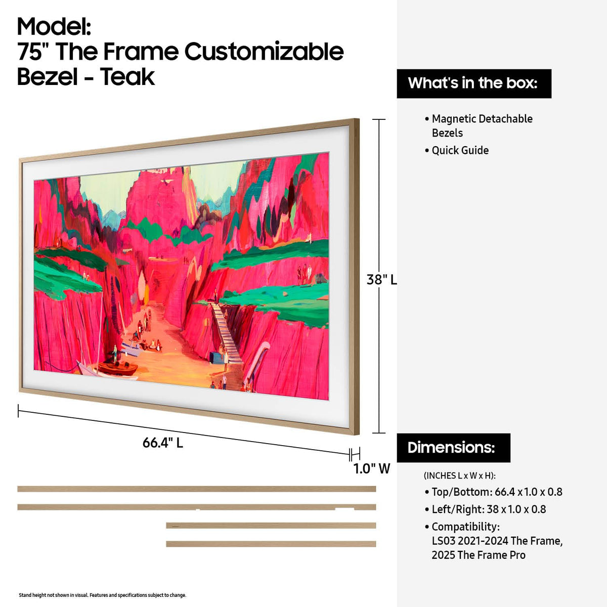 Samsung The Frame 75 white bezel with magnetic snap for quick style updates