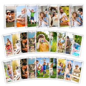 SAMYUCHO acrylic magnetic frame on fridge displaying compact photos securely.