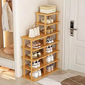 SAN HE rack fits into corner closets for organized footwear