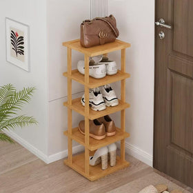SAN HE bamboo shoe rack 5-tier vertical design keeps footwear neatly organized