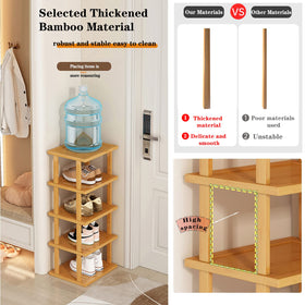 SAN HE Bamboo Shoe Rack boots and sneakers storage keeps pairs neatly organized.
