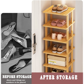 SAN HE Bamboo Shoe Rack entryway-slim-design fits narrow foyers stylishly.