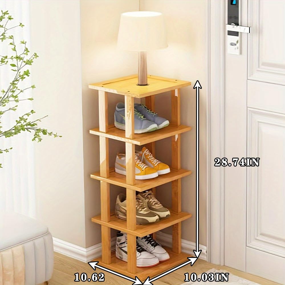 SAN HE bamboo shoe rack corner-fit saves floor space with a slim vertical profile