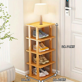 SAN HE bamboo shoe rack corner-fit saves floor space with a slim vertical profile