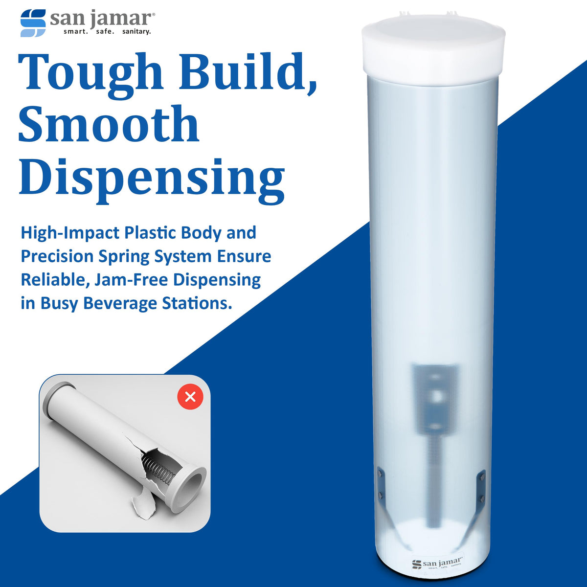 Gravity-fed top-loading design enables easy, tidy refilling.