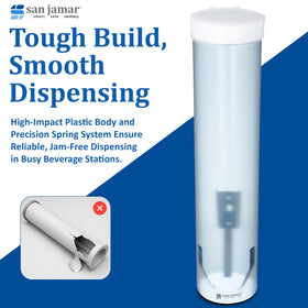 Gravity-fed top-loading design enables easy, tidy refilling.