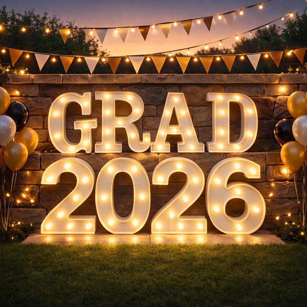 SANANT Grad 2026 LED letters hanging on wall for versatile display.