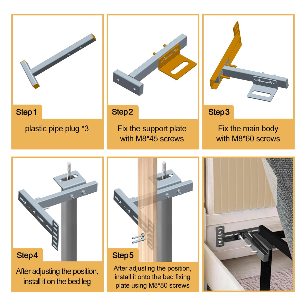 Sancunhui compatible with twin to king bed frames.