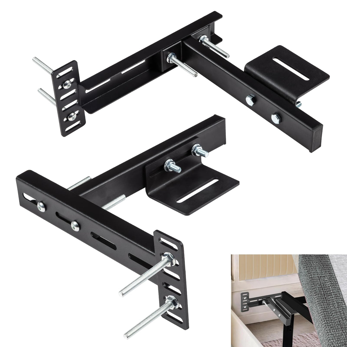 Sancunhui headboard brackets set top view for easy DIY upgrade.