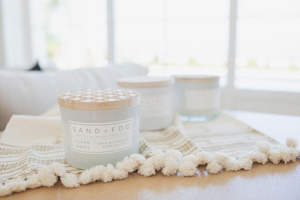Sand + Fog Clean Waves burn time 36 hours for lasting fragrance