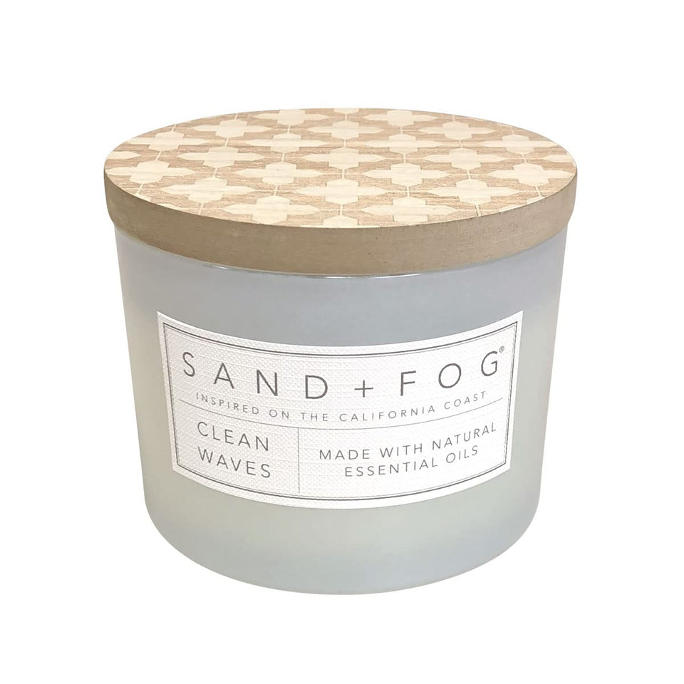 Sand + Fog Clean Waves lid art adds coastal elegance to any space