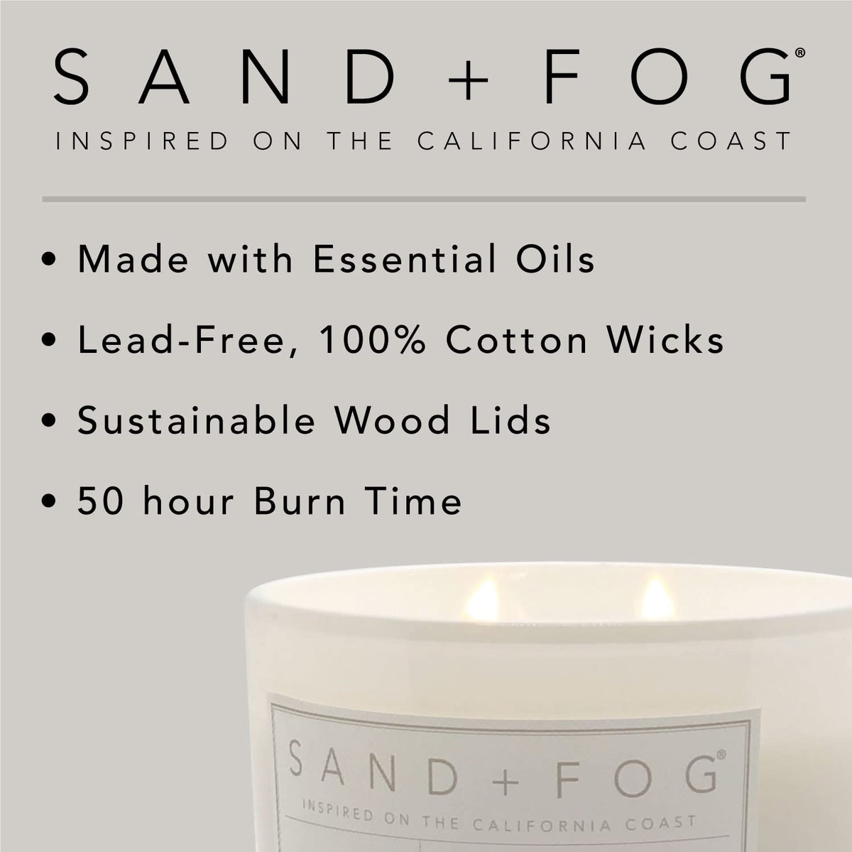 Sand and Fog Vanilla Sandalwood ambiance candle for cozy moments