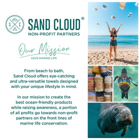 Sand Cloud towel doubles as a yoga mat, throw, or picnic blanket.