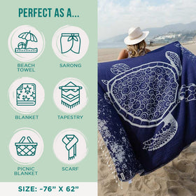 Rollable Sand Cloud towel packed in a bag, highlighting lightweight portability.