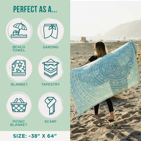 Sand Cloud Turkish Beach Towel, lightweight and packable for travel.