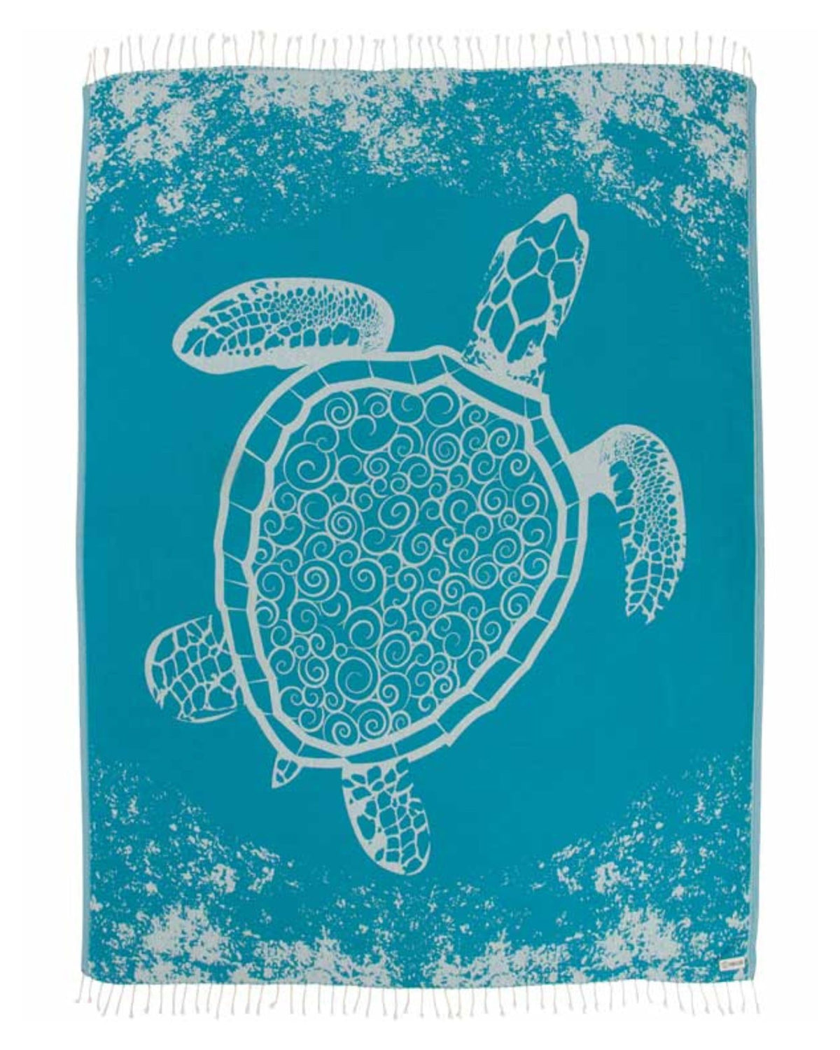 Sand Cloud XL Turkish Beach Towel in Teal Crush Turtle for expansive beach lounging.