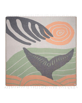 Sand Cloud XL Turkish Beach Towel with Whale Fin oversized for lounging