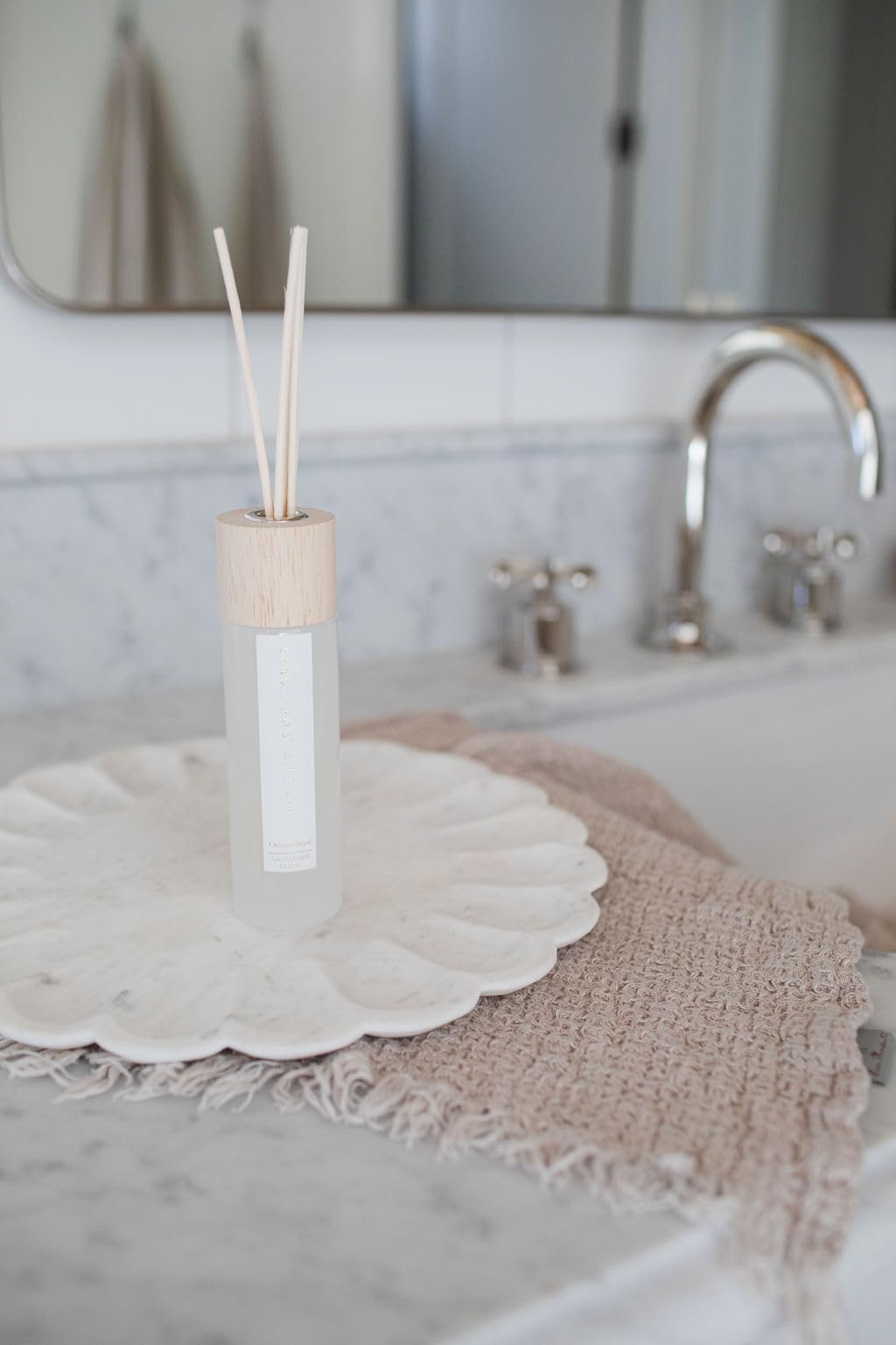 Sand + Fog Ocean Mist diffuser label showcasing premium design for refined decor