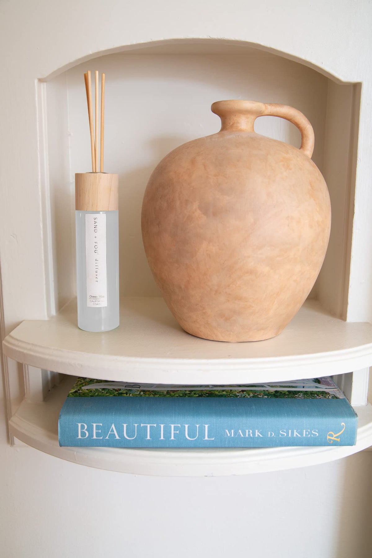 Sand + Fog Ocean Mist diffuser packaging hints at a luxurious home ritual