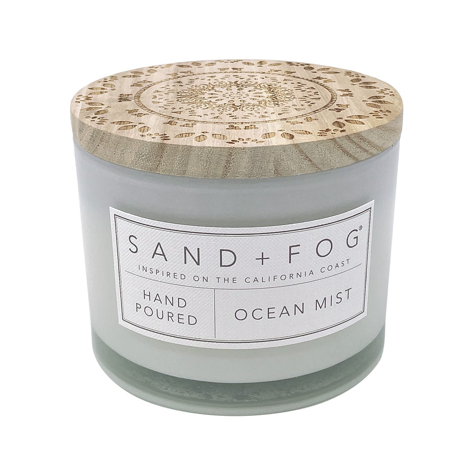 Sand + Fog Ocean Mist 12oz jar showing coastal fragrance and decor appeal