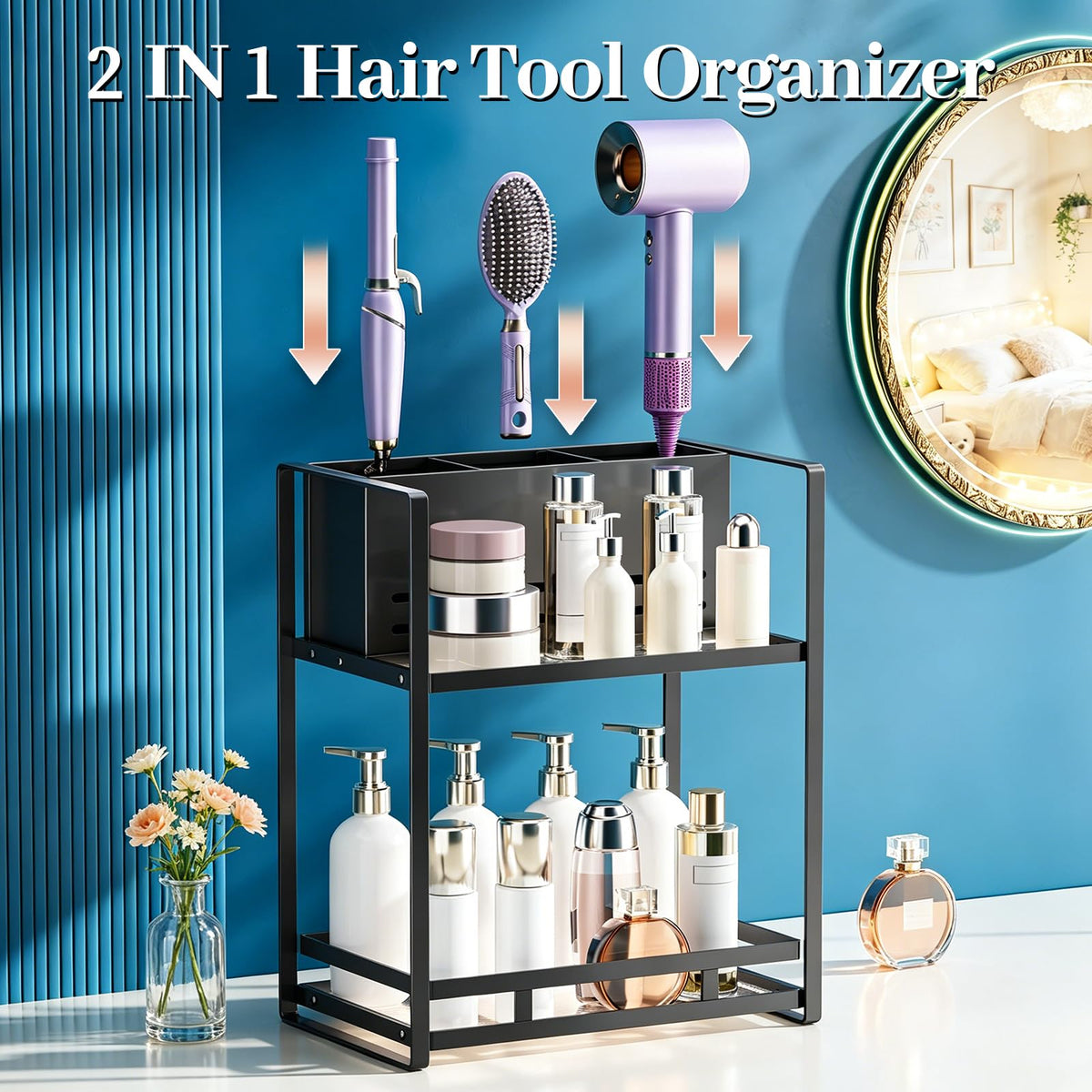 SanDream 2-tier bathroom organizer demonstrates compact, clutter-free vanity