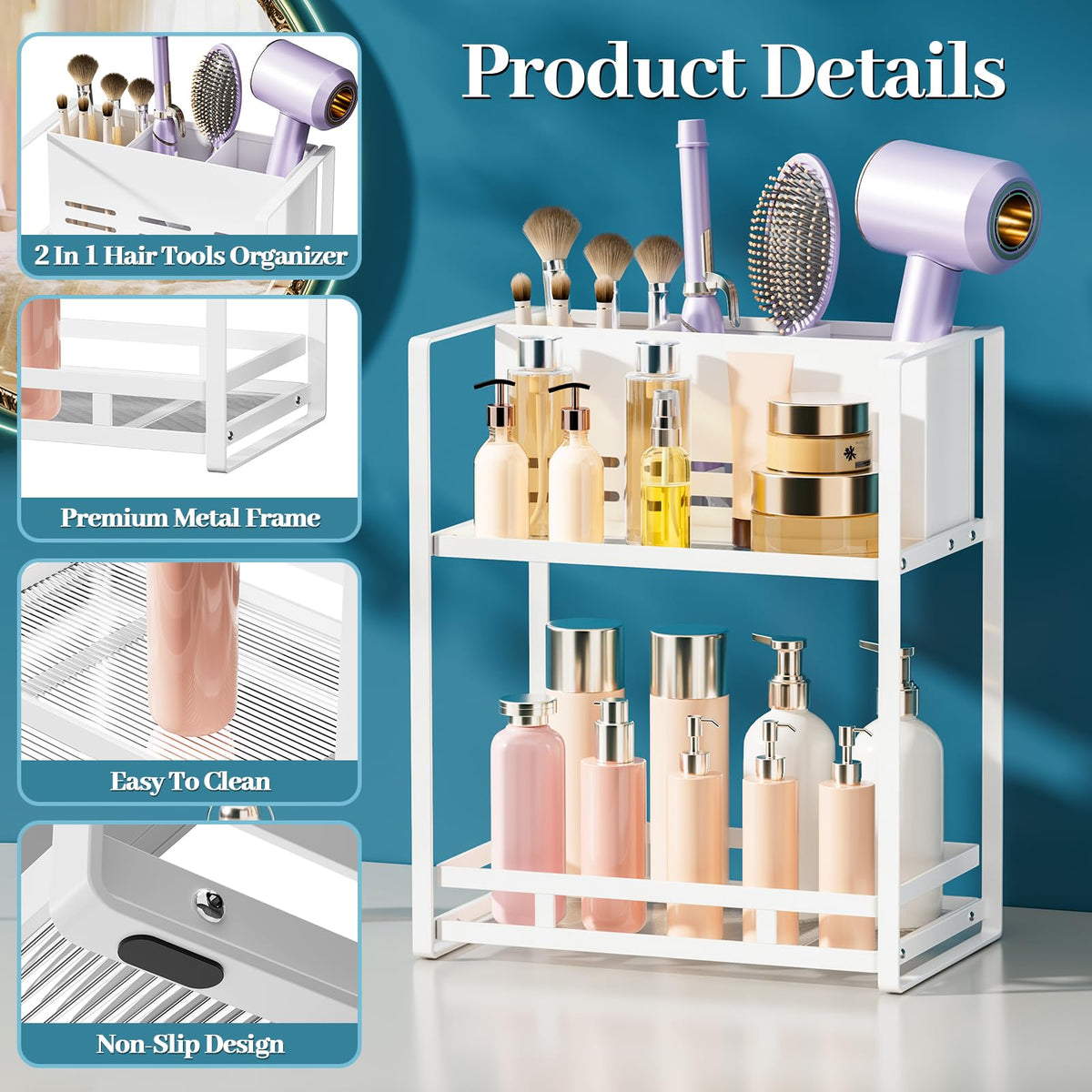 SanDream dresser organizer perfume tray adds elegant storage for fragrances.