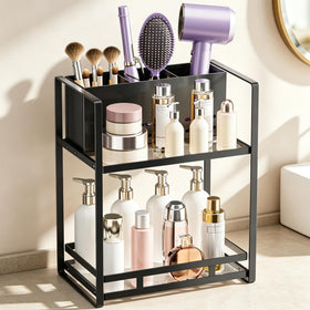 SanDream hair tool organizer top view shows easy access to styling tools