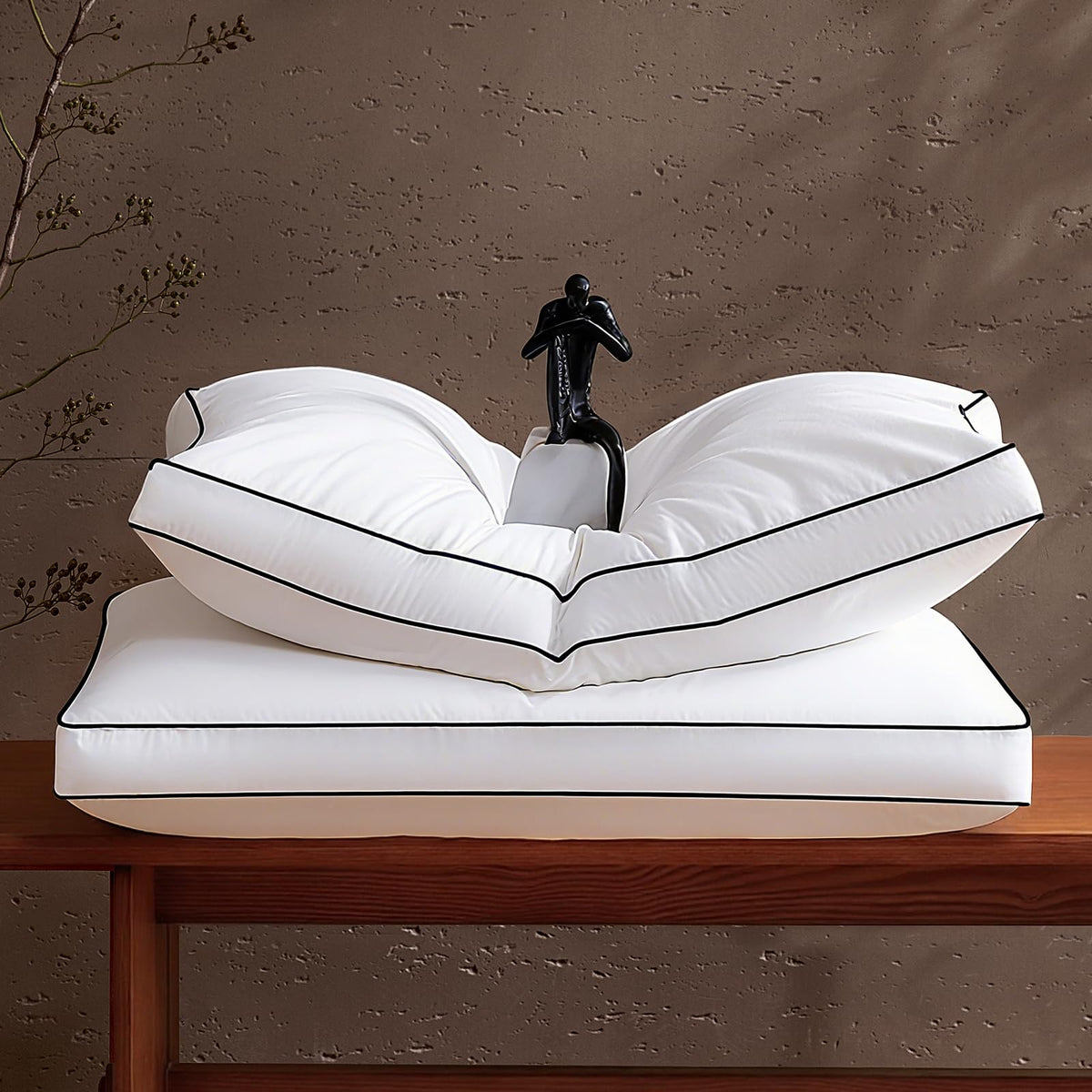 Sanivosily feather-down pillow king 2-pack offering plush loft and support